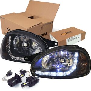 Kit Farol Led Mascara Negra + Leds H4 Corsa Classic /corsa Pickup Wagon Imports KIT14118ZN