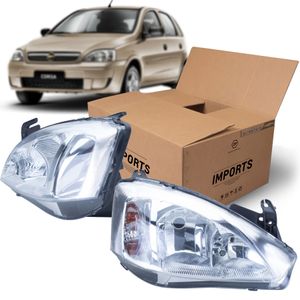 Par De Farol Liso Sem Regulagem Corsa Novo /montana Imports KIT180