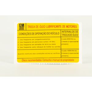 EtiquetaInstrução De Troca Òleo (portugues)  Astra /zafira Peças Genuínas GM 93275083